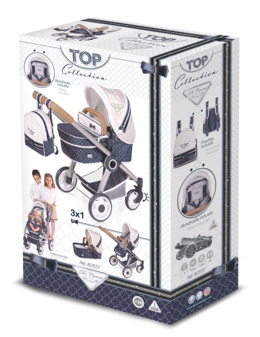 DeCuevas 80537 Poussette pliable pour poupées 3 en 1 avec sac à dos Collection TOP 2020 - 70 cm