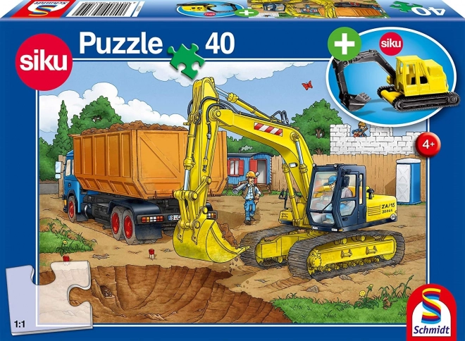 Puzzle Pelleteuse 40 pièces avec modèle SIKU