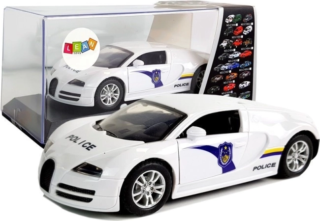Voiture de sport de police à friction avec lumières et sons – blanche