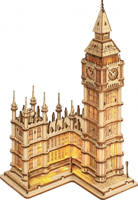 Puzzle 3D en bois RoboTime Tour de l'horloge Big Ben éclairée