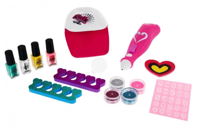 Kit de manucure pour enfants 5+ Appareil à paillettes + sèche-cheveux + accessoires