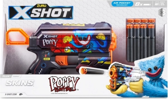 Pistolet à fléchettes en mousse X-SHOT Flux Toony – 8 fléchettes