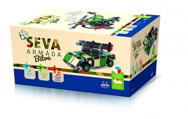 Jeu de Construction SEVA ARMÉE Bataille plastique 958 pièces en boîte 27x38x18cm