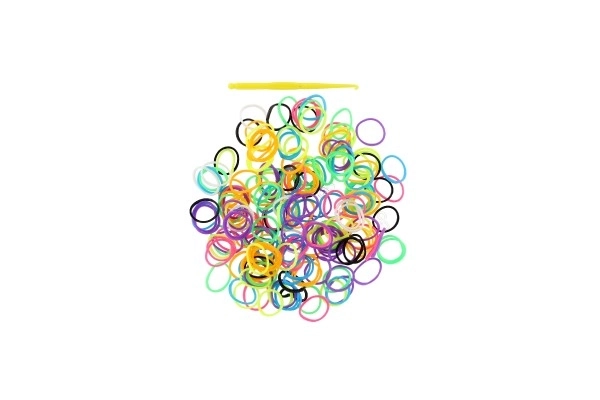 Créez votre propre bracelet - élastiques colorés 200 pièces avec crochet dans un sachet 8,5x13cm