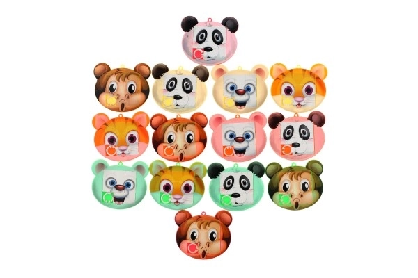Puzzle coulissant en plastique 7x6cm animaux, mélange de types dans un sachet