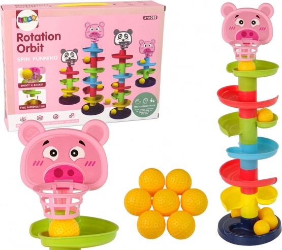 Toboggan éducatif avec balles, 6 niveaux avec panier cochon