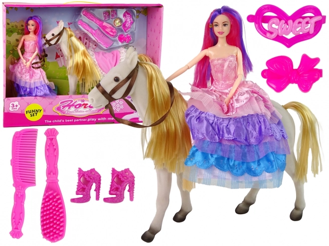 Marionnette princesse avec cheval blanc