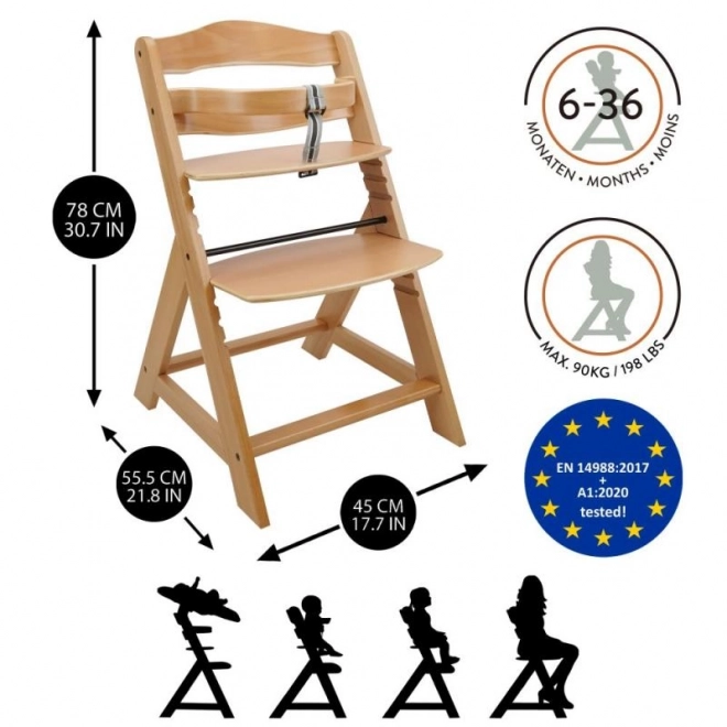 Chaise haute évolutive - naturelle