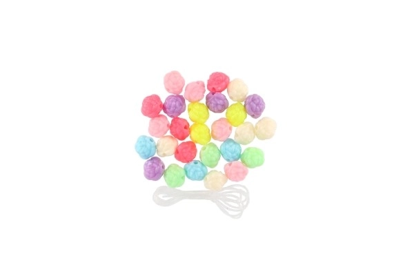 Perles en plastique petites fleurs avec ficelle 2 types dans un sachet 6,5x11x1cm