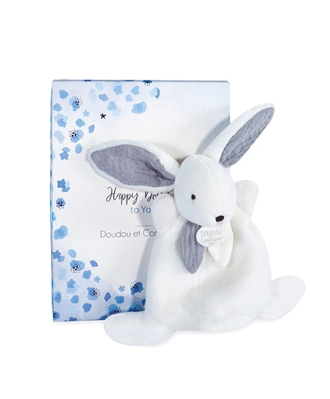 Doudou Coffret cadeau bleu - mini lapin 17 cm