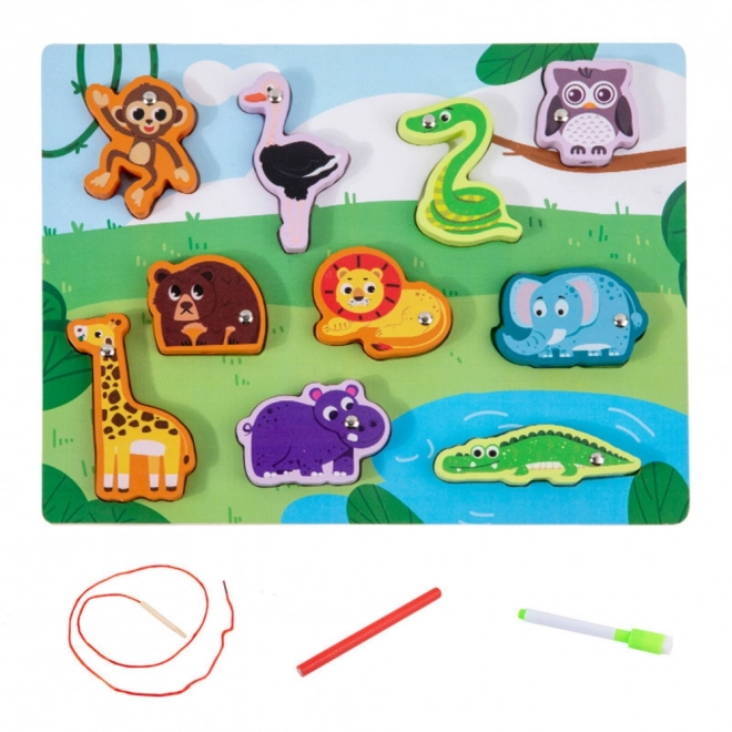 Puzzle magnétique en bois avec des animaux