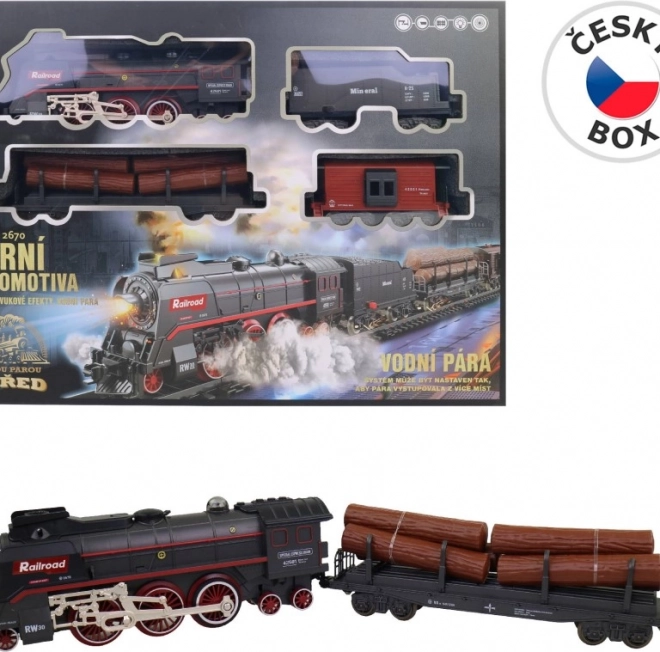 Ensemble de train à vapeur avec effet de fumée à piles