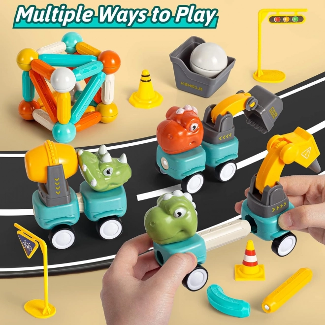 Ensemble de construction dinosaures blocs magnétiques Woopie