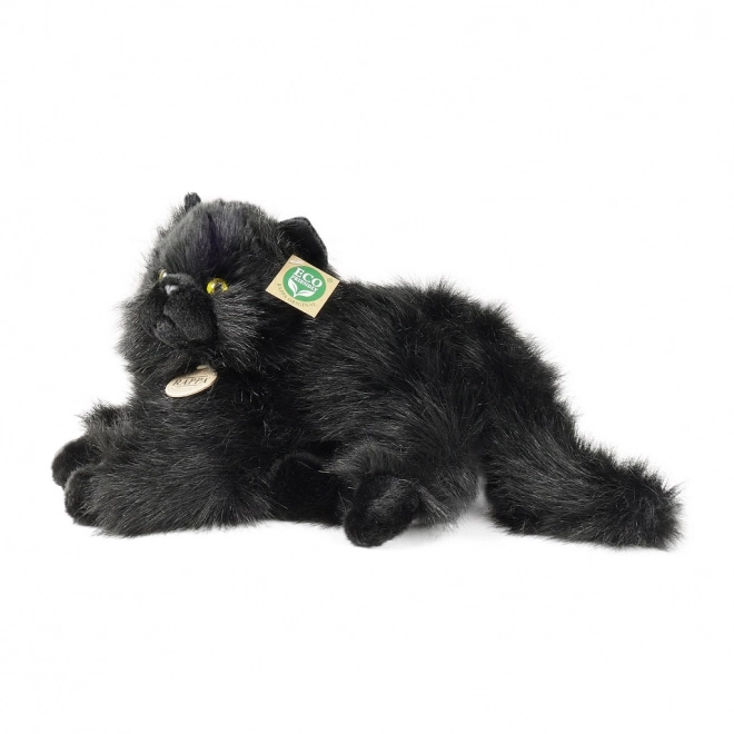 Rappa Peluche chat noir couché 30 cm ÉCOLOGIQUE