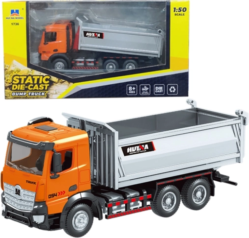 Benne basculante en métal Huina orange 1:50