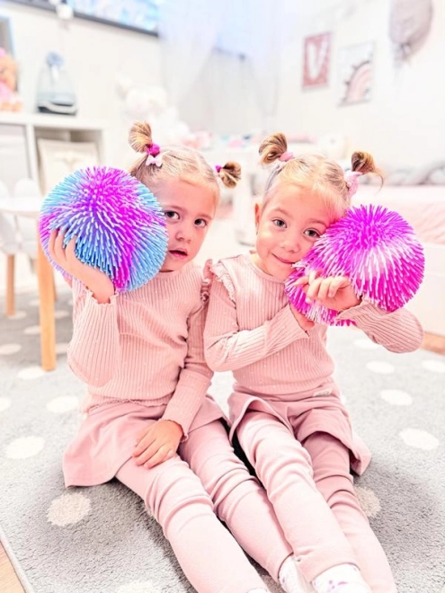 Balle lumineuse duveteuse multicolore SPORTO - rose et blanche
