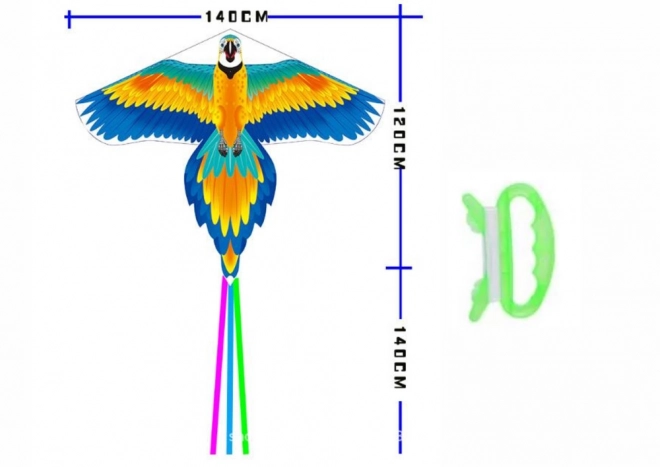 Grand cerf-volant oiseau longue queue rubans perroquet coloré 250cm x 140cm