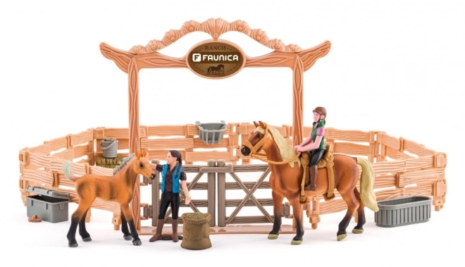 École d'équitation avec cheval et cavalier