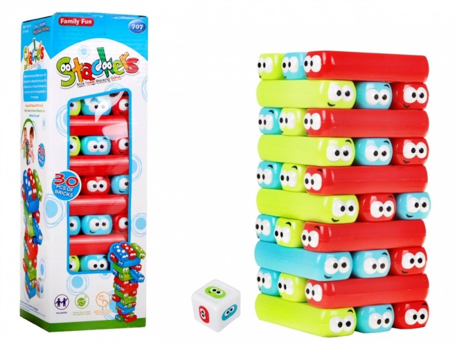 Jeu Jenga Junior pour enfants 3+ Tour de cubes + poutres colorées + dé