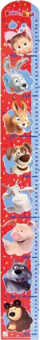 Bino Macha et l’Ours mètre mural en bois pour enfants rouge et bleu