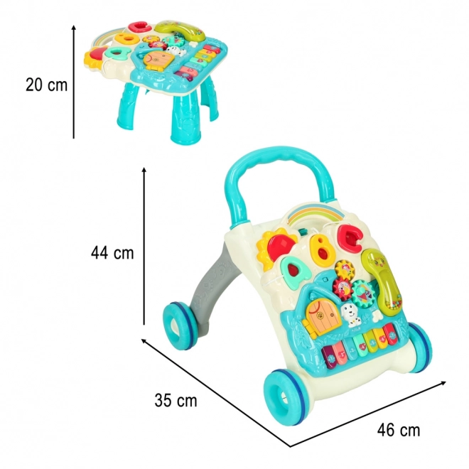 Trotteur/centre d'activités multifonctions 4 en 1 bleu