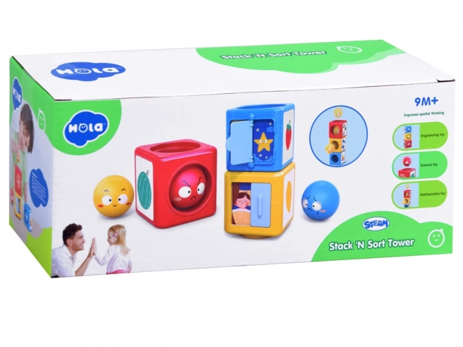 Jeu de construction coloré et tour de tri pour enfants