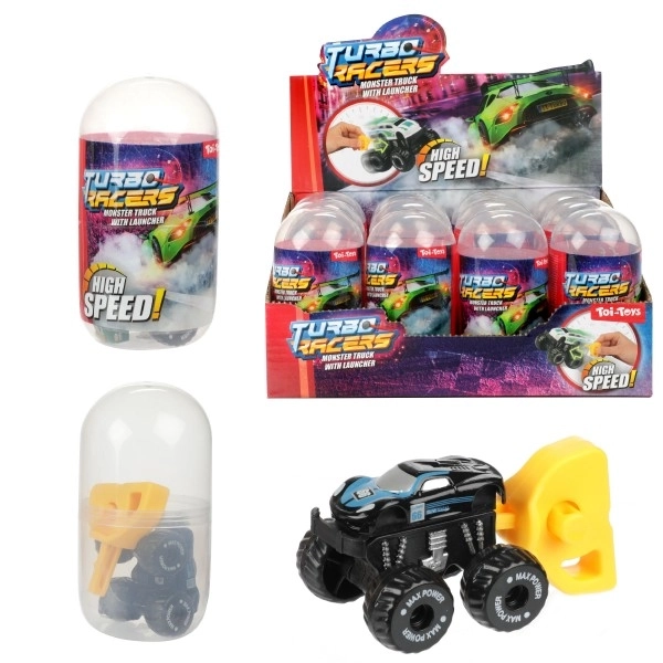 Mini voiture tout-terrain avec démarreur en plastique 4cm dans un œuf en plastique 5x10cm 12pcs en boîte