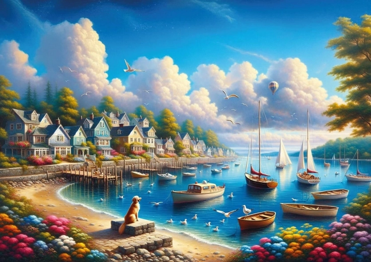 Puzzle Port plein de voiliers 260 pièces