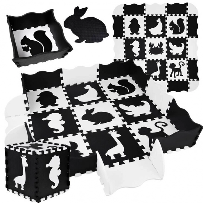 Tapis mousse contrasté animaux et formes