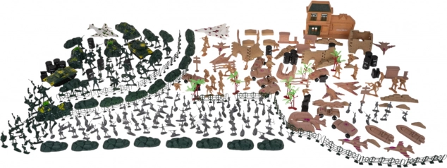 Grande boîte de petits soldats et véhicules militaires (400 pièces)