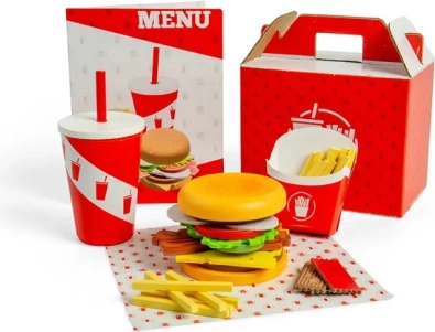 Bigjigs Toys Coffret Burger et Frites pour Enfants