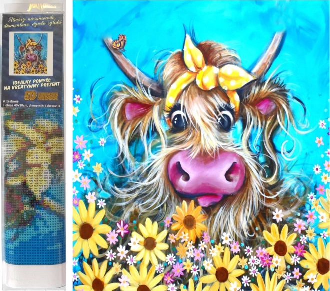 NORIMPEX peinture diamant – vache avec nœud 30 × 40 cm