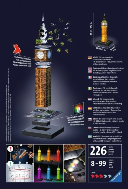 Puzzle 216 pièces 3D Big Ben Nuit