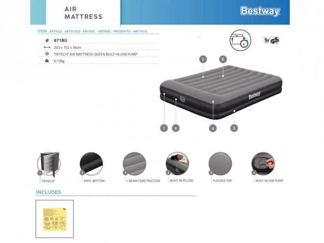 Matelas gonflable Tritech avec pompe USB