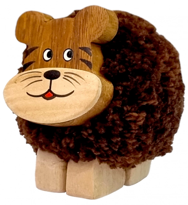 Figurine en bois XL Tigre avec pompon