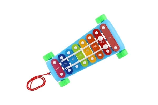 Xylophone plastique/métal 24cm avec baguettes 2 couleurs en sachet 19x31x6cm