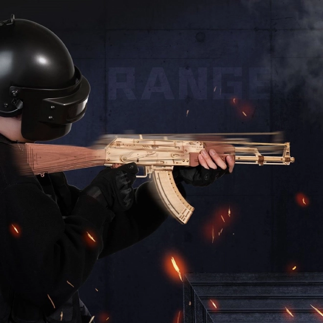 RoboTime 3D Puzzle mécanique en bois fusil d'assaut AK-47