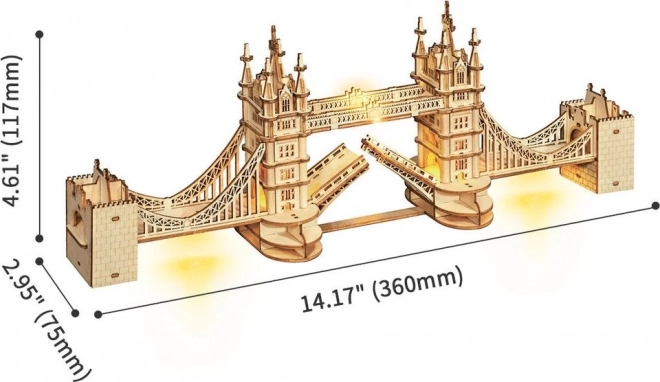 RoboTime puzzle en bois 3D pont Tower Bridge éclairé