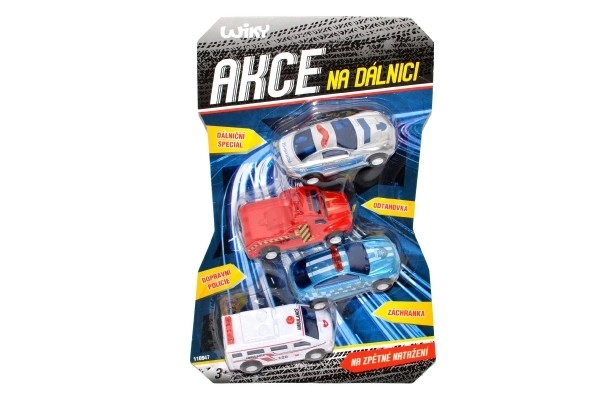 Voitures Action sur l'autoroute 4 pcs en plastique 6cm à rétro-friction sur carte
