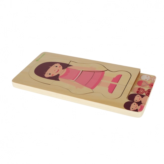 Puzzle en bois Montessori parties du corps - fille
