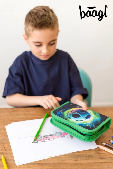 BAAGL Trousse d'école un étage Football Ballon vert