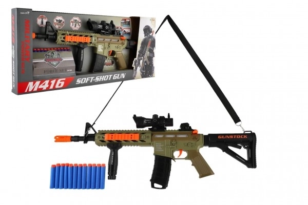 Fusil mitrailleur avec balles en mousse + 12 balles en plastique 60cm à piles avec lumière, son dans une boîte 65x27x6cm