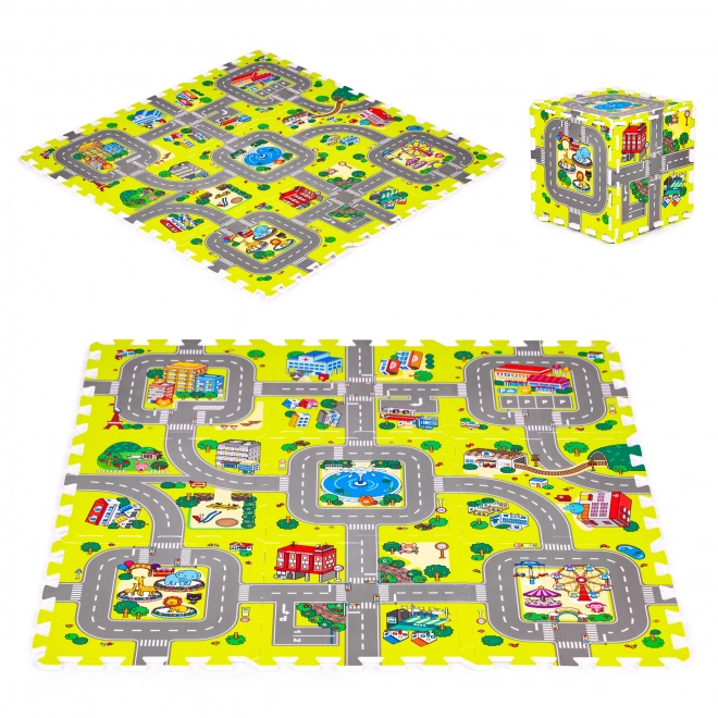 Tapis de jeu en mousse ville – 9 pièces 90,5 × 90,5 cm IPLAY