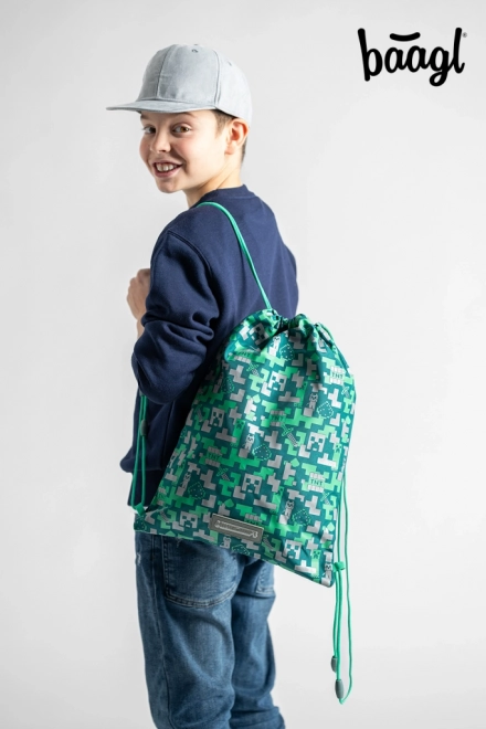 Sac à dos de poche avec Creeper argenté de MINECRAFT