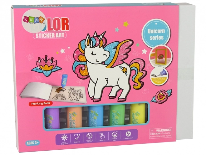 ensemble d'autocollants pour fenêtres Licorne DIY 8 couleurs avec paillettes