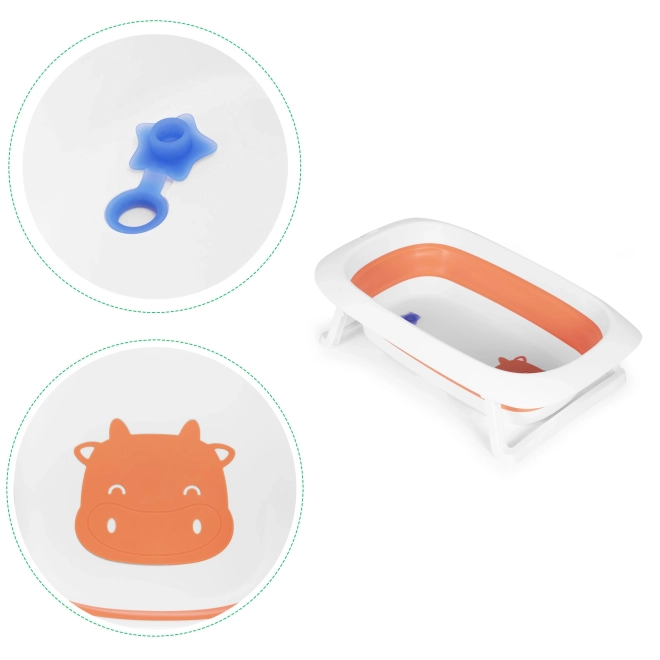Bain pour bébé - bain pliant avec vidange 81 cm - ECOTOYS – orange
