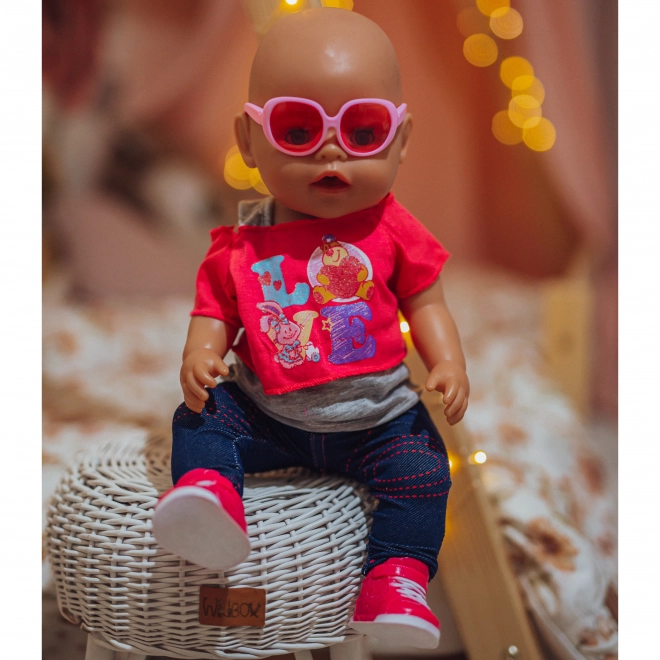 Vêtements de poupée LOVE élégants avec lunettes et chaussures 43-46 cm