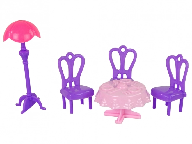 Maison Villa ensemble avec éclairage en plastique rose