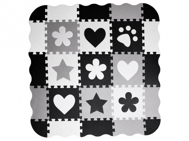 Tapis de puzzle en mousse contrastée avec formes