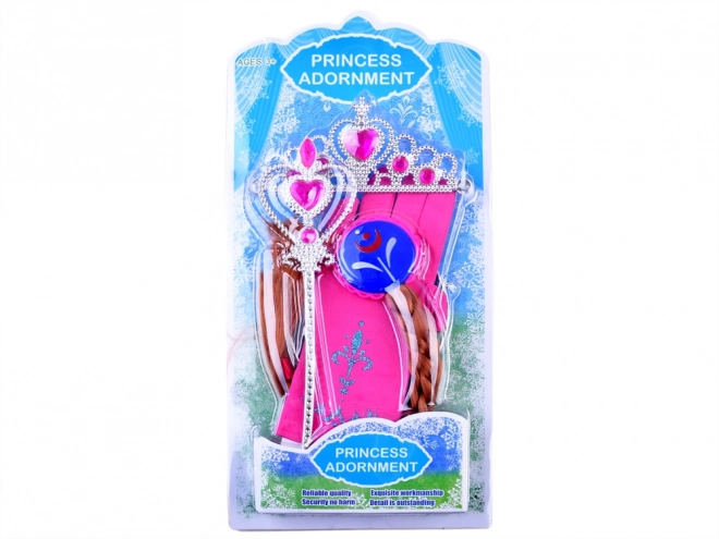 Ensemble de costume Princesse avec couronne et tresse – Rose